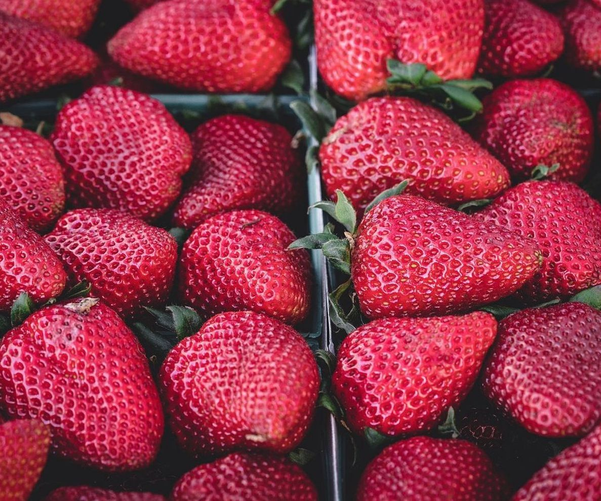 Manos mezclando frutas frescas en la licuadora